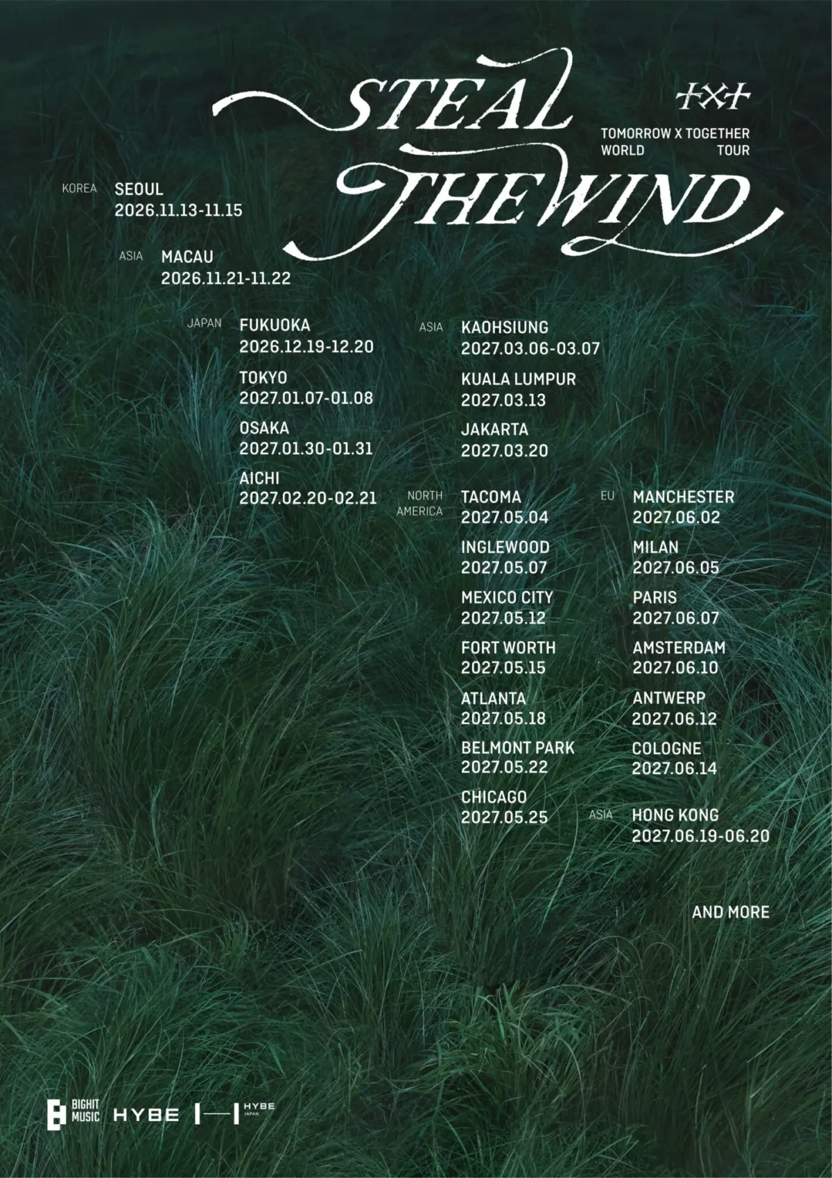 TOMORROW X TOGETHER Announces 2026–2027 World Tour "STEAL THE WIND": A Comprehensive Global Outlook